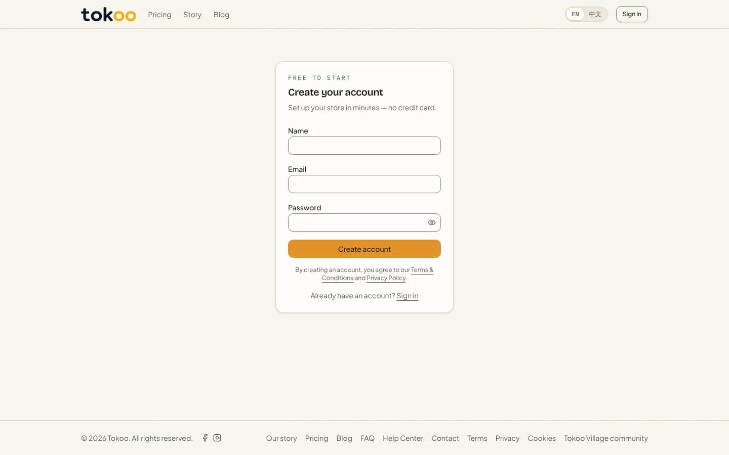Create your account