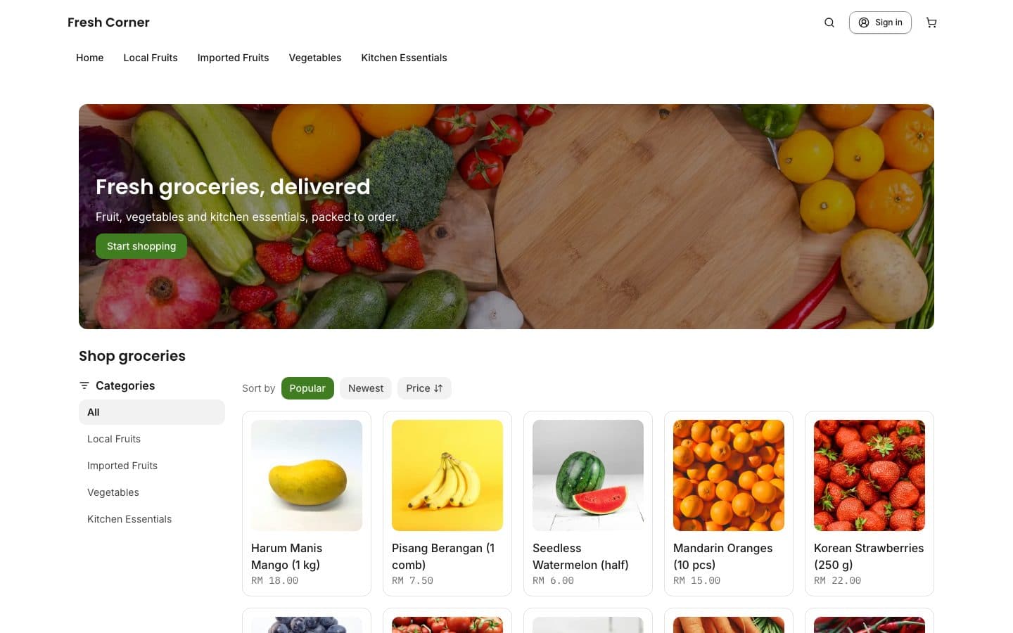 Fresh Corner — Grocery marketplace