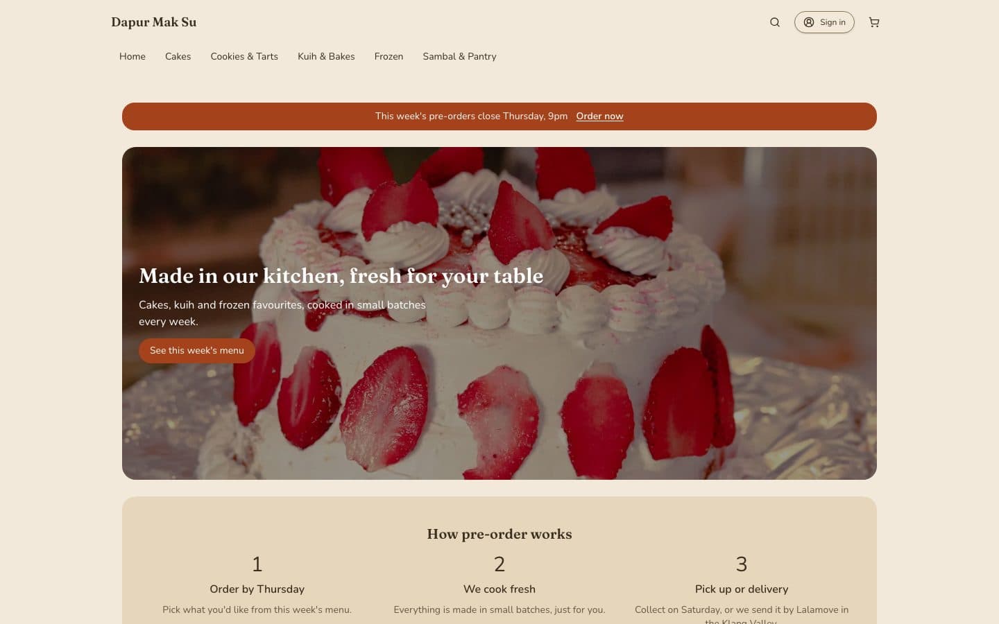 Dapur Mak Su — Home kitchen & pre-order